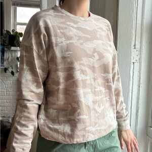 Athleta Beige Camouflage Crew Neck Sweater